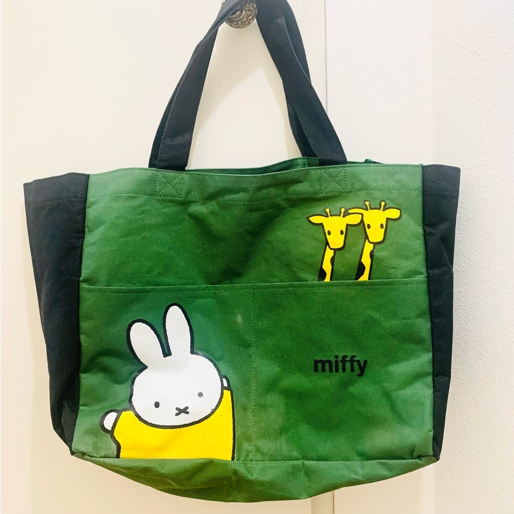 Cute Green Miffy Bunny Tote Bag